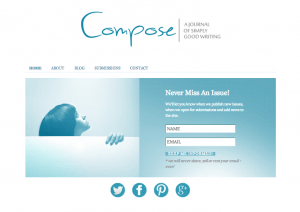 Compose: A Journal of Simply Good Writing, home page/subscribe